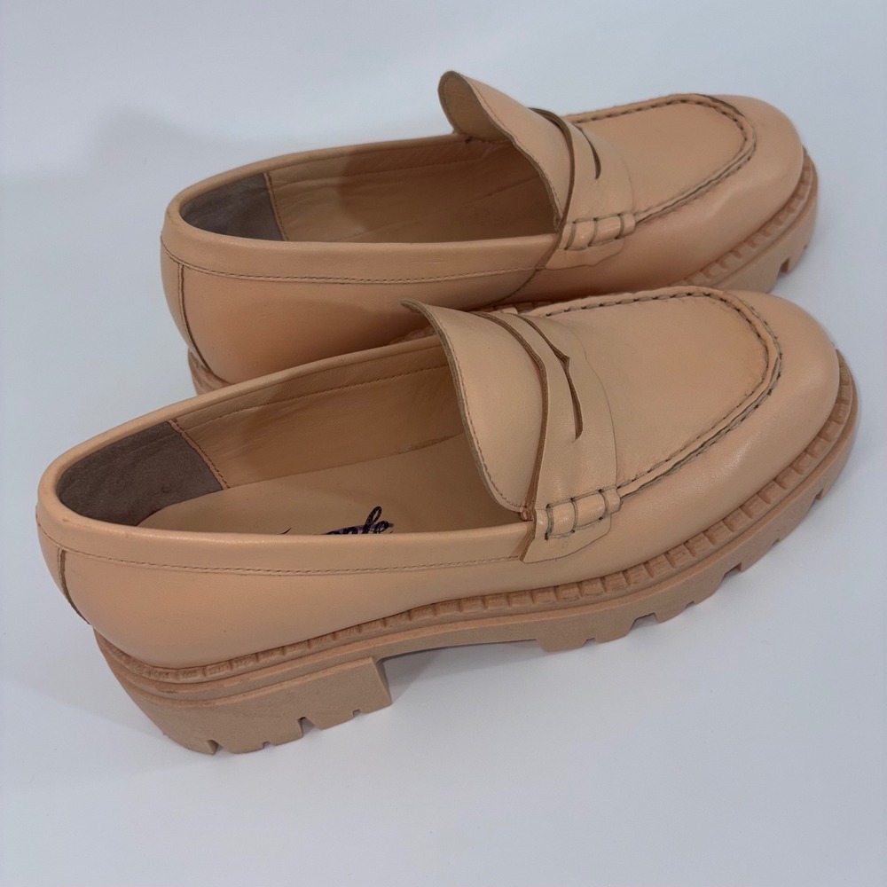 Free People Beige Chunky Penny Loafers